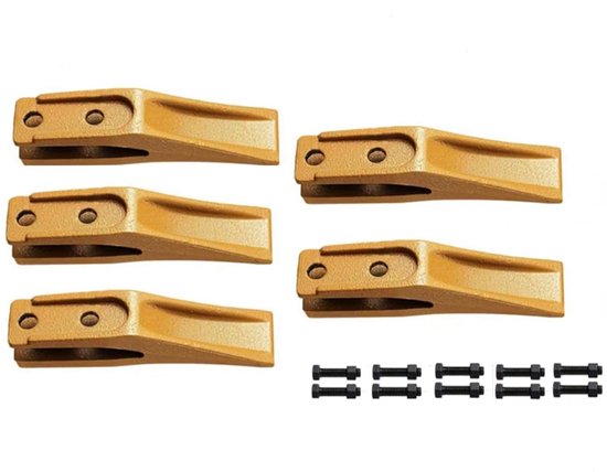 Graafbak Tanden - Baktanden Minigraver - Grondverzet Werk - Gelegeerd Staal - 5 Sets - Zwart