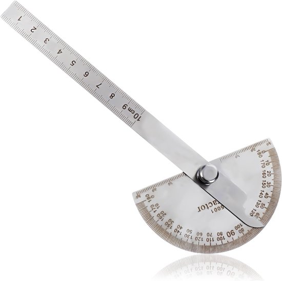 Gradenboog metaal, gradenboog 0-180° roestvrij stalen hoekmeter universele gradenboog met metalen borgschroef voor scholen timmerlieden, doe-het-zelvers schilderen tekenstift van Merkloos	