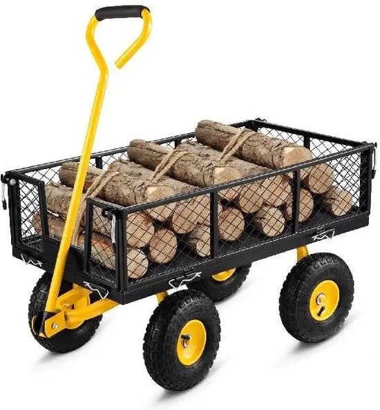 Gran Vida® - Tuinwagen - Zware Last tot 225 kg - Duurzaam & Weerbestendig Staal - Veelzijdige Mobiliteit met Rubberen Banden van Gran Vida