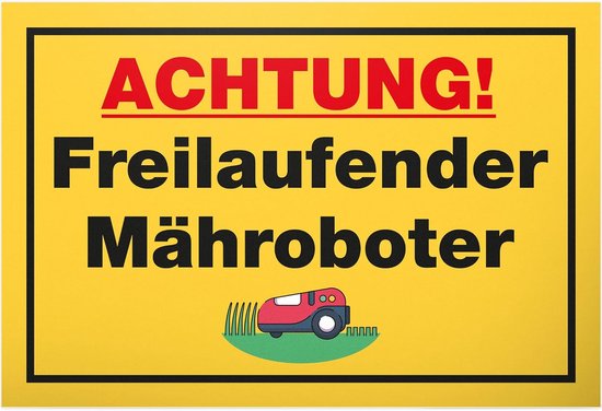 Grappig Waarschuwingsbord Robotmaaier: Attentie Vrijlopend Tuinbord