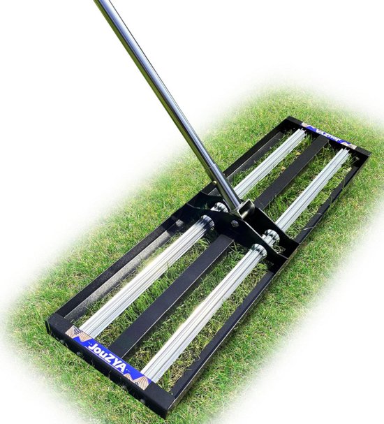 Gras Egalisatie Hark Met Aluminium Rollen - RVS Levelawn Tool 30 x 10 Inch - Heavy Duty Gazon Egalisator Met 203 Cm Verlengde Steel - Tuin Egaliseer Hark Voor Tuin van Merkloos	