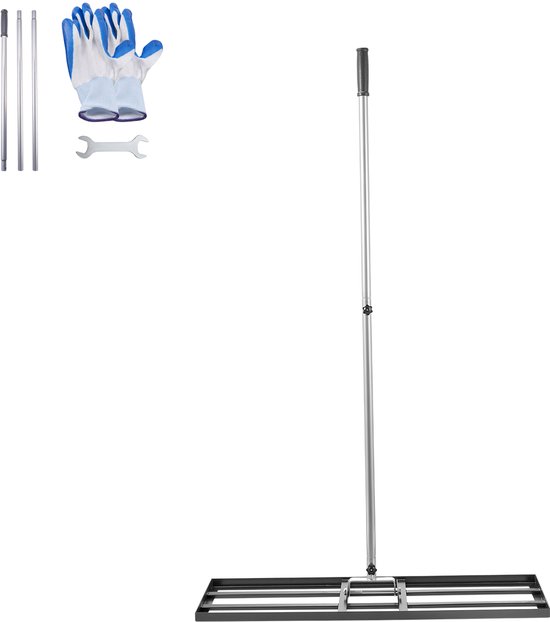 Gras egaliseerder met 213 cm handgreep, 914 x 254 mm bodemplaat – Roestbestendige nivelliehark van koolstofstaal, 3-voudig in hoogte verstelbaar, ideaal voor tuin en golfbaan van Merkloos	
