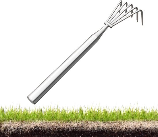 Gras Hark - Tuingereedschap Steel - Onkruid Wieden - Roestvrij Staal - Lange Steel - Metaal
