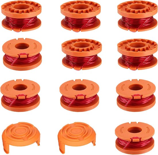 Gras trimmer draad - 10 stuks - geschikt voor 20 V trimmers - met trimmerspoelkap - nylon reservedraadspoel - WG150 WG163 van WORX