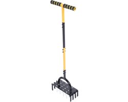 Grasbeluchter - Gazonbeluchter Bodemluchtiger - Gazon Onderhoud - 16 Pinnen 8 Holle Pijpen - 98 cm - Zwart