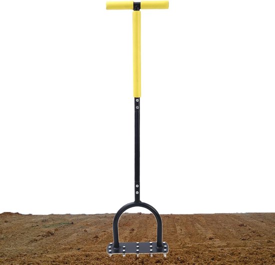 Grasbeluchter Handmatig - Tuinbeluchter Bodem - Gazon Onderhoud - Ergonomische T-Handgreep - 100x24.5x15cm van Merkloos	