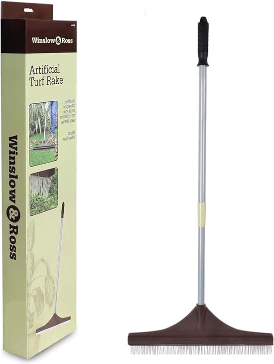 Grasbezem en Hand Rake met Telescopisch Staal Handvat - Kunstgras Rake Plastic Blad Rake combisystem lawn rake