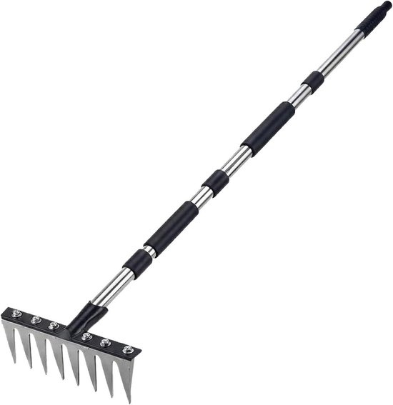 Grashark Wortelverwijderaar - Handhark Bodemegalisatie - Gazon Onderhoud - 8 Gekarteld Ontwerp - 15 centimeter breed - Niet gespecificeerd