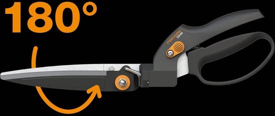 Graskantenschaar - instelbare snijhoek - 180 graden - lengte 355 cm - staal/kunststof - zwart/oranje - SmartFit - GS40 - 1023632 van Fiskars