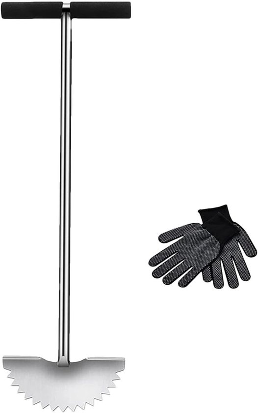 Graskantensnijder - Halvemaan snijder - Gazon randen maken - Zaagtand roestvrij staal - 37x10cm