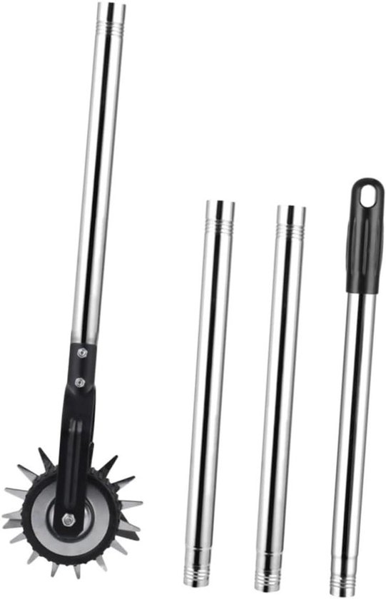 Graskantensnijder Met Wiel - Handmatige Trimmer - Gazonranden Strak Maken - Roterende Metalen Snijder - 1120 Gram - Zilver van Merkloos	