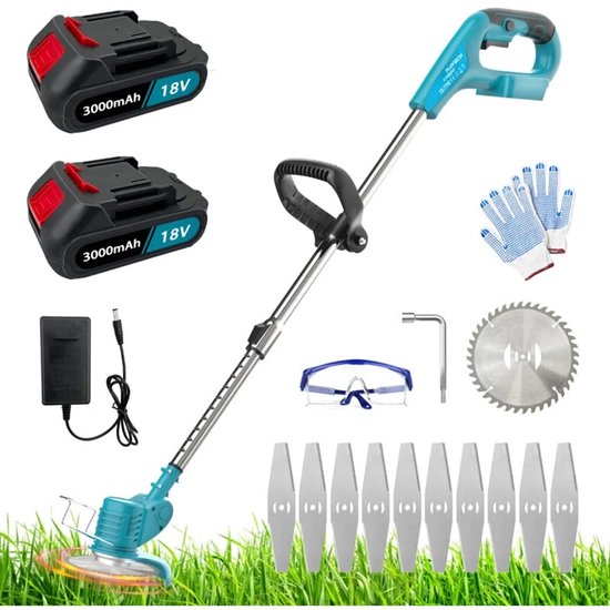 Grasmaaier - Accu Grasmaaier - 3 Messen & Verstelbare Steel - 18.000 RPM - 2 Batterijen & Oplader - Veilig & Efficiënt - Voor Tuin & Gazononderhoud van VONROC