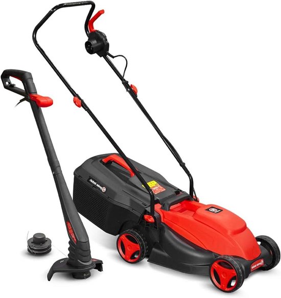Grasmaaier en trimmer - Tuinonderhoud set - Gazon verzorgen - Elektrisch aangedreven - 32 cm maaibreedte - Rood