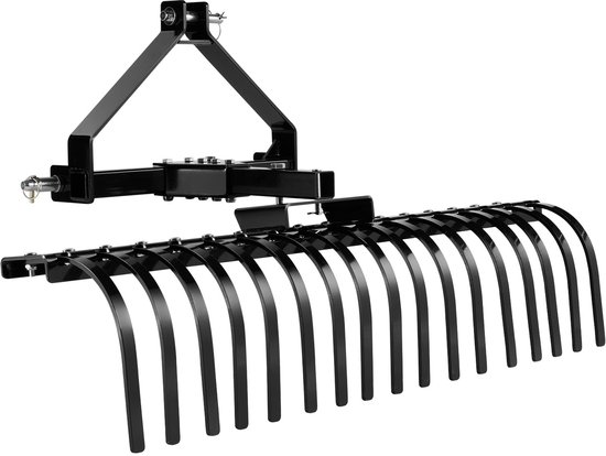 Grasmaaier Hooihark 127 cm, 3-Puntsophanging met 17 Stalen Tanden, Compatibel met Categorie 1 Tractoren, Verstelbare Hoek, Efficiënte Trimmer voor Gras, Takken en Maaisel