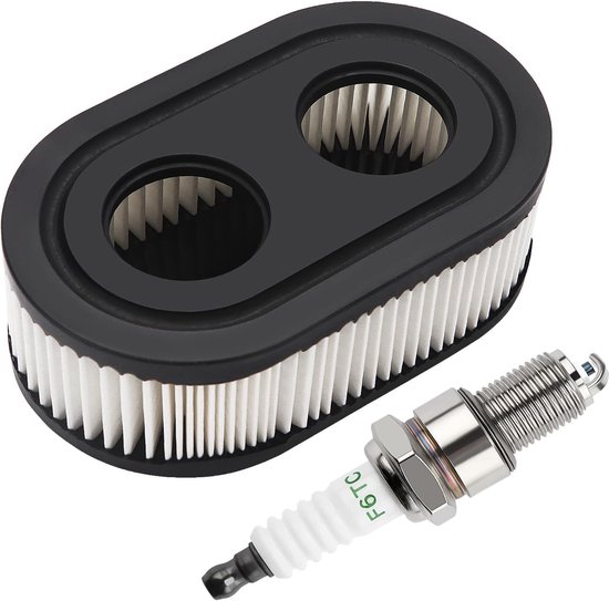 Grasmaaier Luchtfilter En 1x Bougie - Luchtfilter voor Grasmaaiers - Air Filter Cleaner Cartridge - Luchtfilterpatroon Vervanging voor 593260 Achterloopmaaier, Compatibel met Briggs & Stratton Motoren 798452 - 593260/798452 van Merkloos	