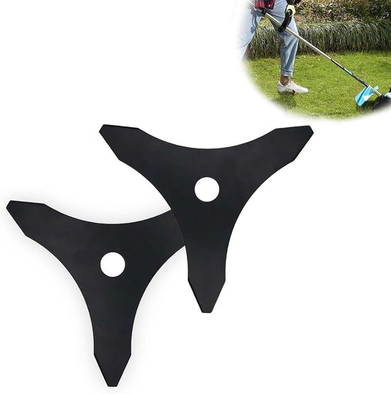 Grasmaaier mes met 3 tanden voor gazon, tuin en onkruidbestrijding met gatdiameter 25,4 mm. van Merkloos	