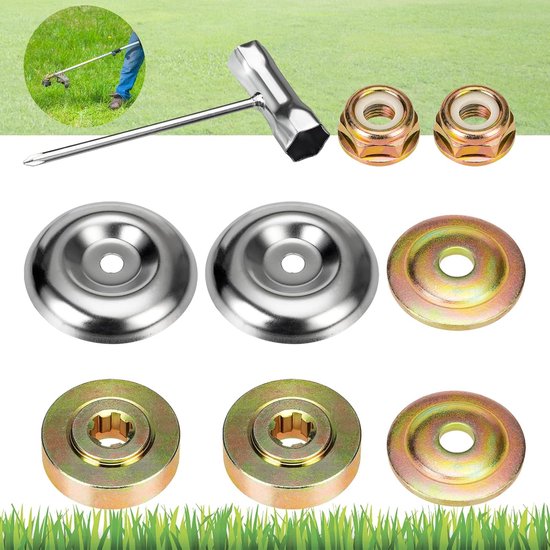Grasmaaier Onderdelen - Strimmer Accessoires - Gazon Onderhoud - 9 Delige Set - Metaal - Goud Zilver van Merkloos	
