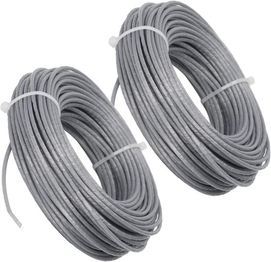 Grasmaaier Staalkabel Koord - Nylon Lijn - Gazon Onderhoud - Duurzaam Nylon Materiaal - 24m 2.0mm - Grijs