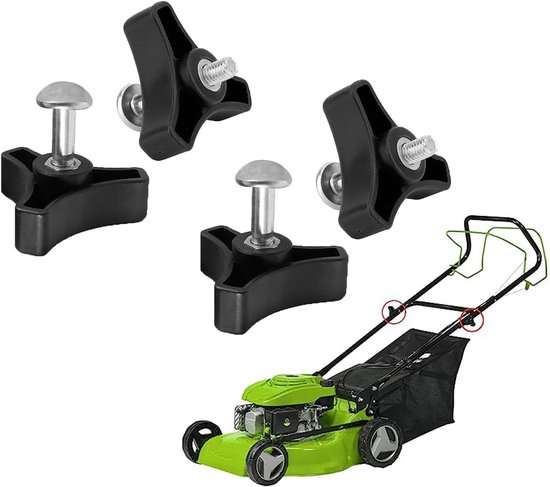 Grasmaaier vleugelmoer schroef bout, 4 stuks grasmaaier handvat bouten universele kunststof grasmaaier vleugelmoer en drievoudige hoek maaier handvat bouten grasmaaier onderdelen en accessoires voor van Merkloos	