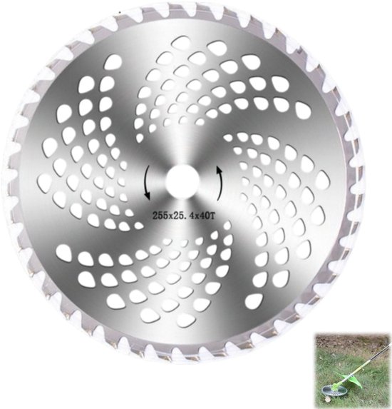 Grasmaaierbladen - 40-tands aluminium zaagbladen - Grasmaaieraccessoires - Tuingereedschap - Geschikt voor onkruid wieden - Kleine struiken - Zilver - 255 mm - 25 mm boring