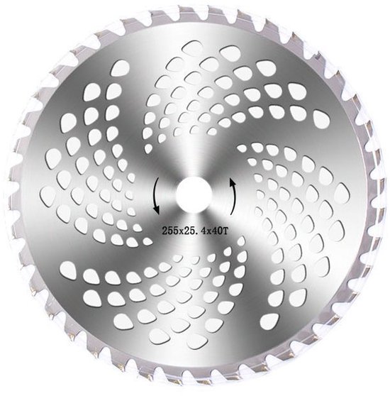 Grasmaaierbladen - Metalen bladen - Grasmaaieraccessoires - Zaagblad met 40 tanden - Tuingereedschap - Mangaanstaal - 25,5 x 25,5 x 1 cm - Geschikt voor het snoeien van struiken, gazons en hardnekkig onkruid - Zilver