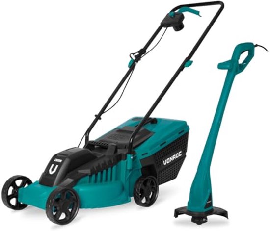 Grasmachine 1300W met 32 cm snijbreedte en Grastrimmer 300W – Compleet Set voor Perfect Onderhoud van Powerplus