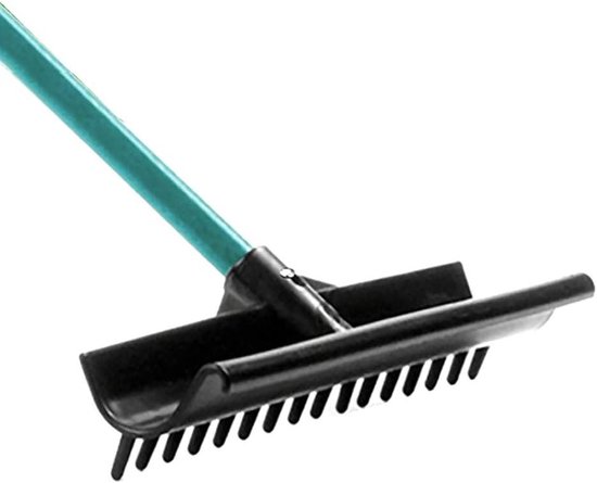 Grasrakel Gazonhark - Grashark Bladhark - Golfbaan Onderhoud - Dubbelzijdig Zandhark - 120 cm steel - Zwart