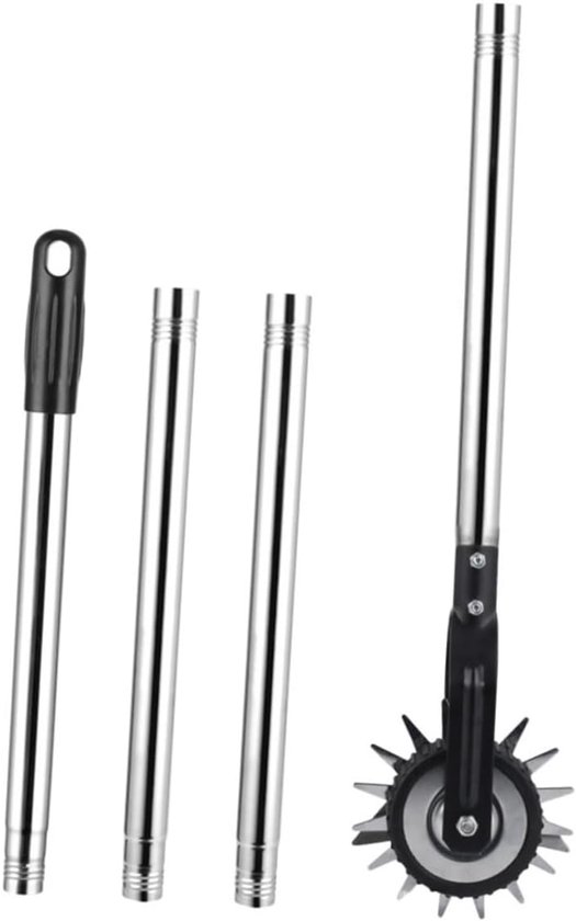 Grasrandmaaier Handmatig - Kantensnijder Gazon - Gazon Onderhouden - Roterende Metalen Snijder - 135 cm - Zilver