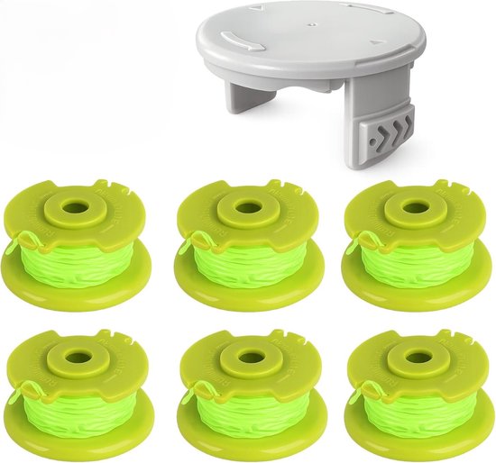 Grassnijder Draadspoel Set - 7 spoelen - 1 dop - Vervangspoelen met Deksel Geschikt voor Ryobi ONE+ 18V, 24V, 40V grastrimmer