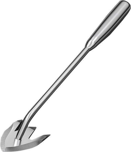 Grassteker Roestvrij Staal - Onkruidsteker Tuingereedschap - Gazon Onderhoud - Dubbelsnijdend Smeedblad - 32 cm - Zilver