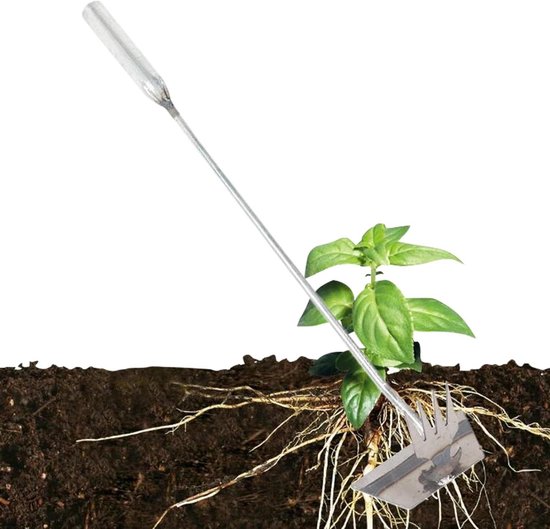 Grastrekker gereedschap - Tuin graaf tool - Onkruid verwijderen - Roestvrij staal - 23.8 x 20.3 cm - Zilver