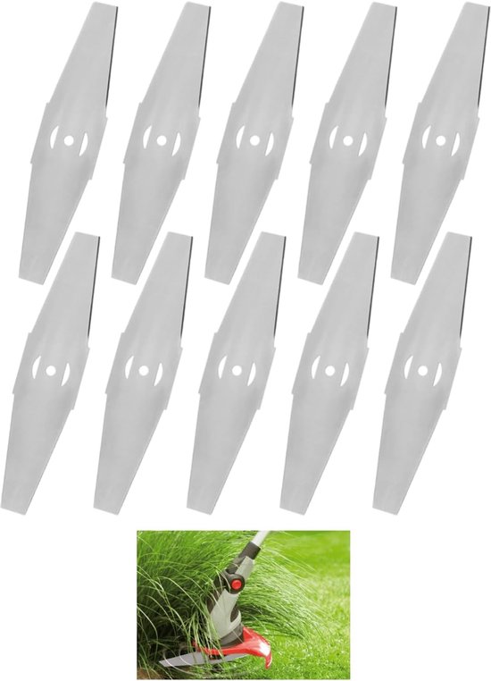 Grastrimmer Bladen Set - 10 Stuks - Metaal - Geschikt voor Accu Grastrimmers - Verbeter uw Tuinonderhoud - ShopVlot
