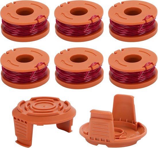 Grastrimmer draad 1,65 mm reservedraad spoelen gazontrimmer draadspoel 3,05 m trimmer lijn voor Worx WA0010 6 spoel 2 dop van Merkloos	