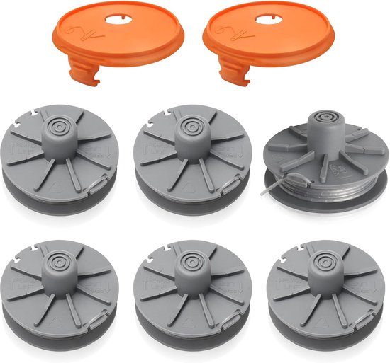 Grastrimmer draadspoel, trimmer reservedraadspoel voor Gardena Art. 8846 Easycut 400; Art. 8847 ComfortCut 450, voor Gardena reservedraadspoel 5307-20, kap 5344 (6 spoelen + 2 dopjes)