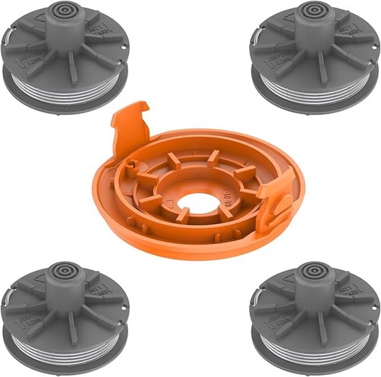 Grastrimmer draadspoelen, compatibel met Gardena grastrimmer 9807, 9808, 9809, 9827, 8846, 8847, 8848, 9870, 9872, 9874 (4 draadspoelen + 1 trimmerafdekking) van Merkloos	