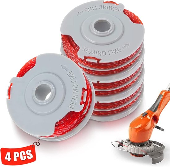 Grastrimmer spoel en lijn - geschikt voor Flymo FLY021/513937190 - grasmaaier vervangende spoel - dubbele lijn autofeed grastrimmer draad string - grastrimmer - dubbele autofeed - nylon - Φ1,5 mm - 11m - vervangende grastrimmer spoelen - 4 STUKS