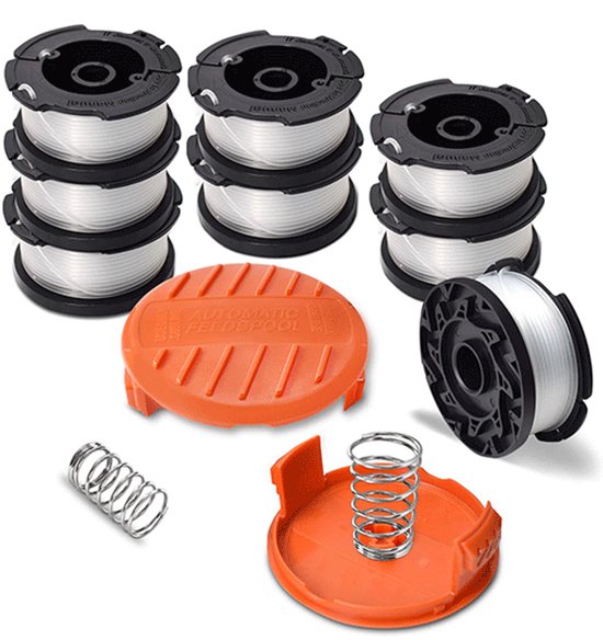 grastrimmer - Spoel van draadtrimmer vervangingsdraad AF-100-3ZP - geschikt voor Black & Decker bosmaaier Ø 1,65 mm lengte 9,1 m - Set van 8 spoelen + 2 hoes van Merkloos	