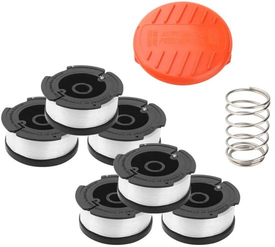 Grastrimmer Spoelen - Maaidraad - 6 Stuks - trimmerdraad - Reserve draden - draadspoelen - voor Black Decker, Bekasa AF-100-3ZP en A6481 - lengte 30 ft - Vervangt spoelen uit de GL280-, GLC1825N - serie met doppen en veren - Grastrimmer van Merkloos	