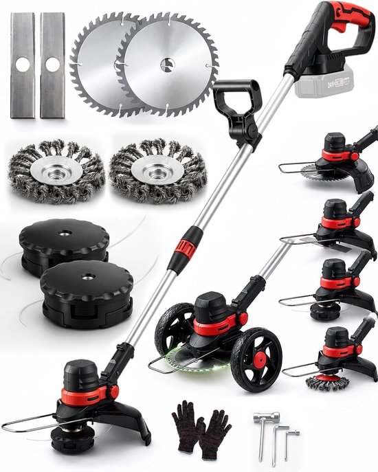 Grastrimmer voor Makita 18V accu (zonder accu), borstelloze accu, grastrimmer met mes en onkruidborstel, 4-in-1, accu-bosmaaier met wielen (30 cm snijbreedte, 160 cm telescoop), trimmer voor in de