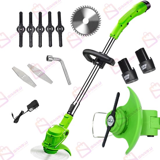 grastrimmers met accu – Draadloze Grassnijder met 2x Batterij – Telescopisch & Krachtig – grastrimmer accu – grasmaaier – kantenmaaier – 48550