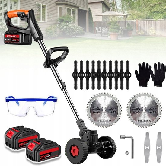 Grastrimmers Met Batterij-3-In-1 Elektrische Bosmaaier & Bosmaaier Gazon Met 2 Batterijen & Metalen Mes & Telescoopstang-Snoerloze Grastrimmer Voor Grasmaaien En Tuinieren