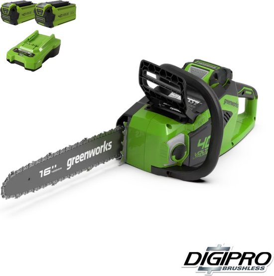GREENWORKS 40 VOLT ACCU KETTINGZAAG INCL 2X2.0Ah ACCU EN OPLADER van Greenworks