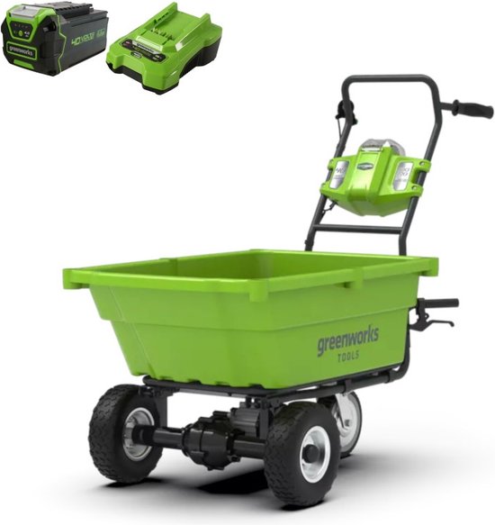 Greenworks 40 volt accu kruiwagen met 40 volt 4Ah accu en oplader G40GCK4 van Greenworks
