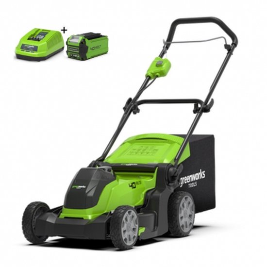 Greenworks Accu 41 Cm Grasmaaier G40LM41K2, Incl. de sterke 2-AH Accu en SnelLader, maaien met opvang, zij-uitworp of Mulchen van Greenworks