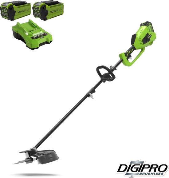 Greenworks accu trimmer en bosmaaier incl 2 accu's en lader GD40BCK2X van Greenworks