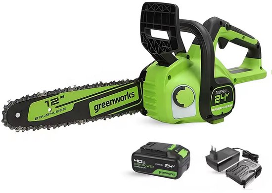 Greenworks Elektrische Kettingzaag - 12V - 12 Inch - Snoeizaag – Takkenzaag – Handzaag - 1 accu's - Automatische olievoorziening - Inc. accessoires van Greenworks