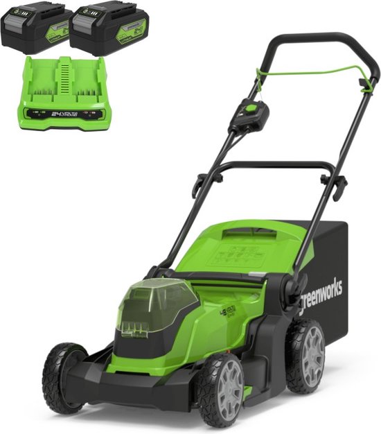 Greenworks G24X2LM41K4X - 48 VOLT (2X24 VOLT) ACCU MAAIER MET 2 ACCU'S EN OPLADER van Greenworks