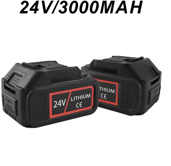 Grenintol® 24V Accu - Lithium Batterij 3000 mAh - Ook geschikt voor Mini Kettingzaag - Grastrimmer - Bosmaaier - Kantenmaaier - set van 2 | Extra lange batterijduur, krachtige prestaties van Merkloos	