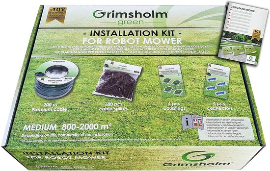 Grimsholm Green Robotmaaier installatiekabel voordeelpakket - 200M - Voor 800-2000m² van Grimsholm