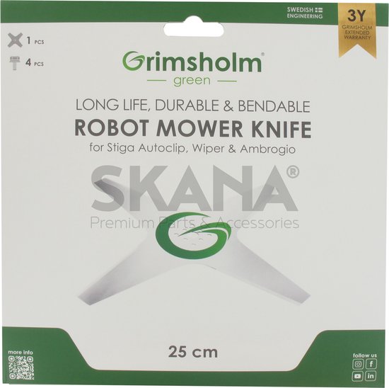 Grimsholm - plat mes 4 - tanden voor robotmaaiers - AMBROGIO - STIGA van Merkloos	